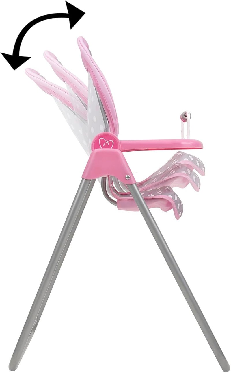 509 Crew: Cotton Candy Pink: Foodie Doll Highchair - Pink, Grey, Polka Dot - for Dolls Up to 21", Sturdy, Kids Pretend Play, Ages 3+ - Image 2
